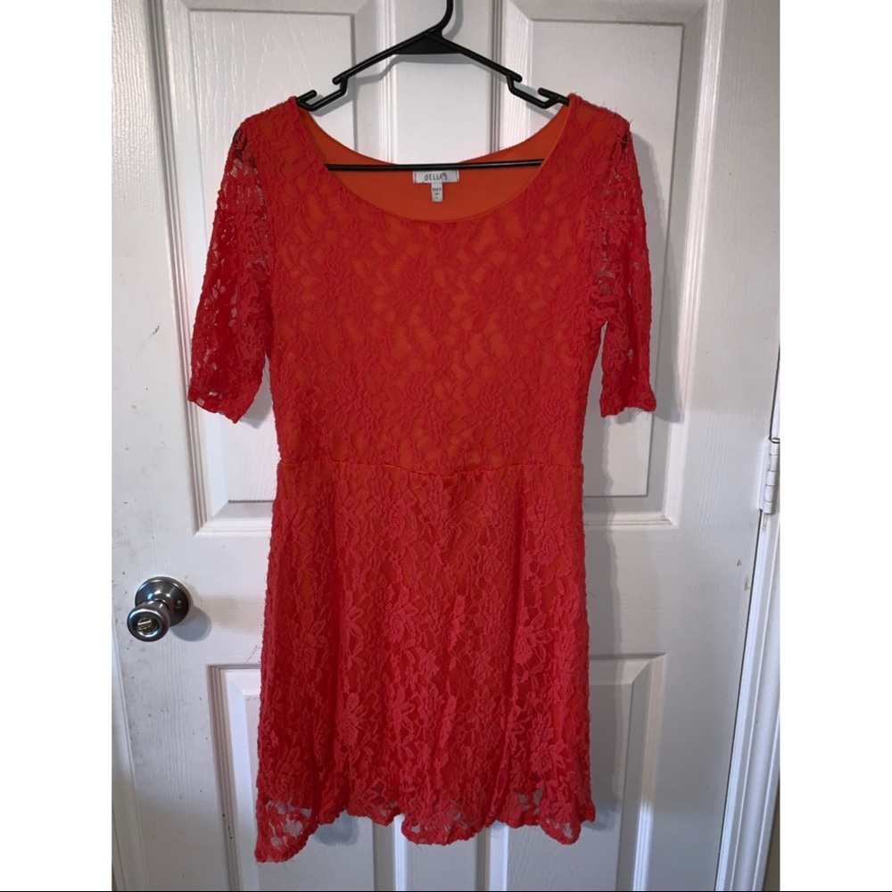 Delia’s Orange Lace 3/4 Sleeve Dress